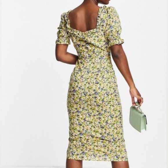 New Hope & Ivy Liberty Fabric Floral Dress Yellow NWT Boho Preppy Casual Size 8 - Picture 2 of 16